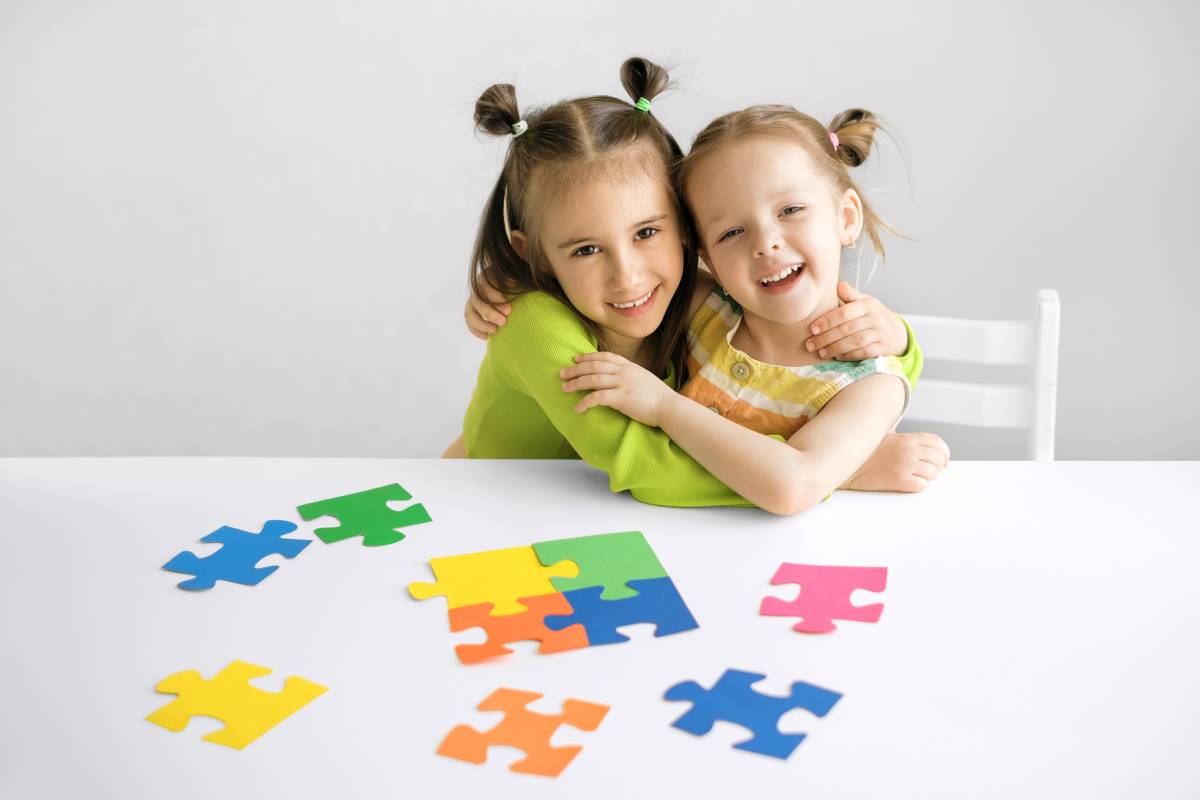 Children are happy to engage in a joint hobby together.
